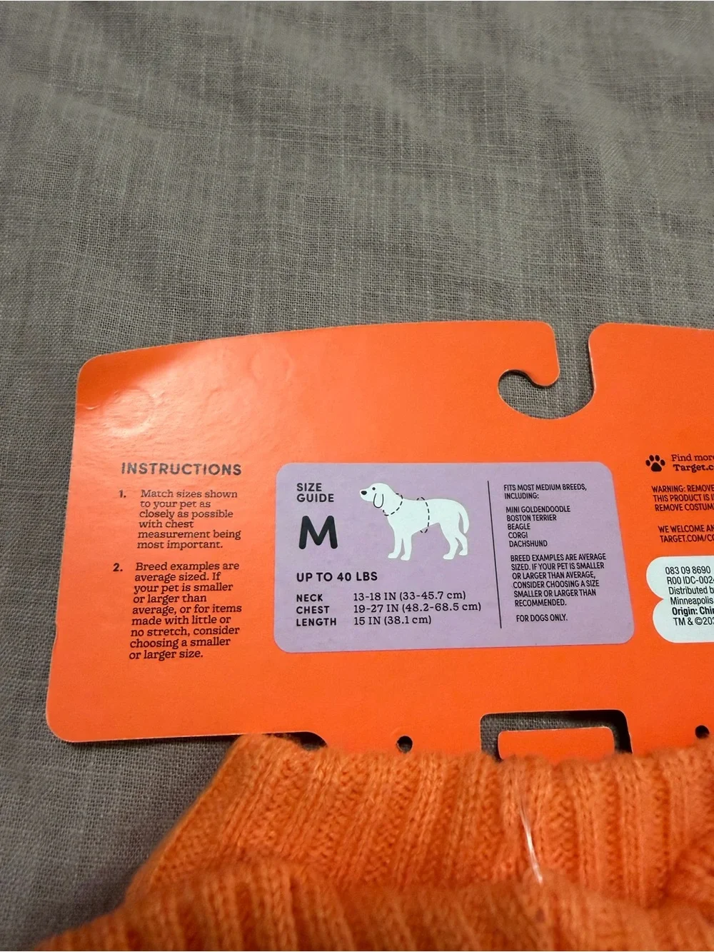 Boots & Barkley Orange and Black Pumpkin Checker Pet Sweater Medium Sized Dog